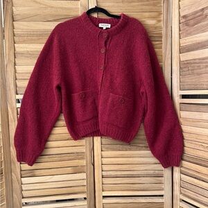 Nation Tessa Wool Cardigan in Red Pink size S
